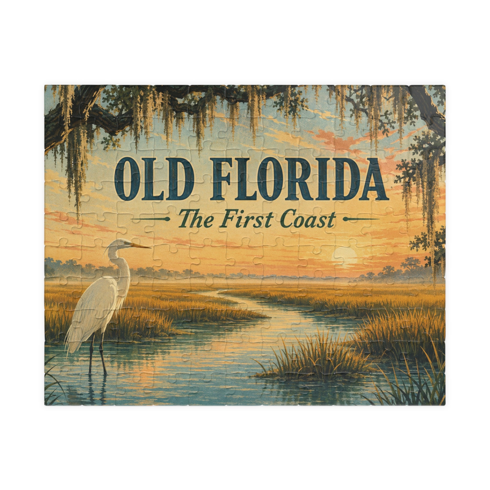 Old Florida The First Coast Sunset Marsh Jigsaw 110 pcs