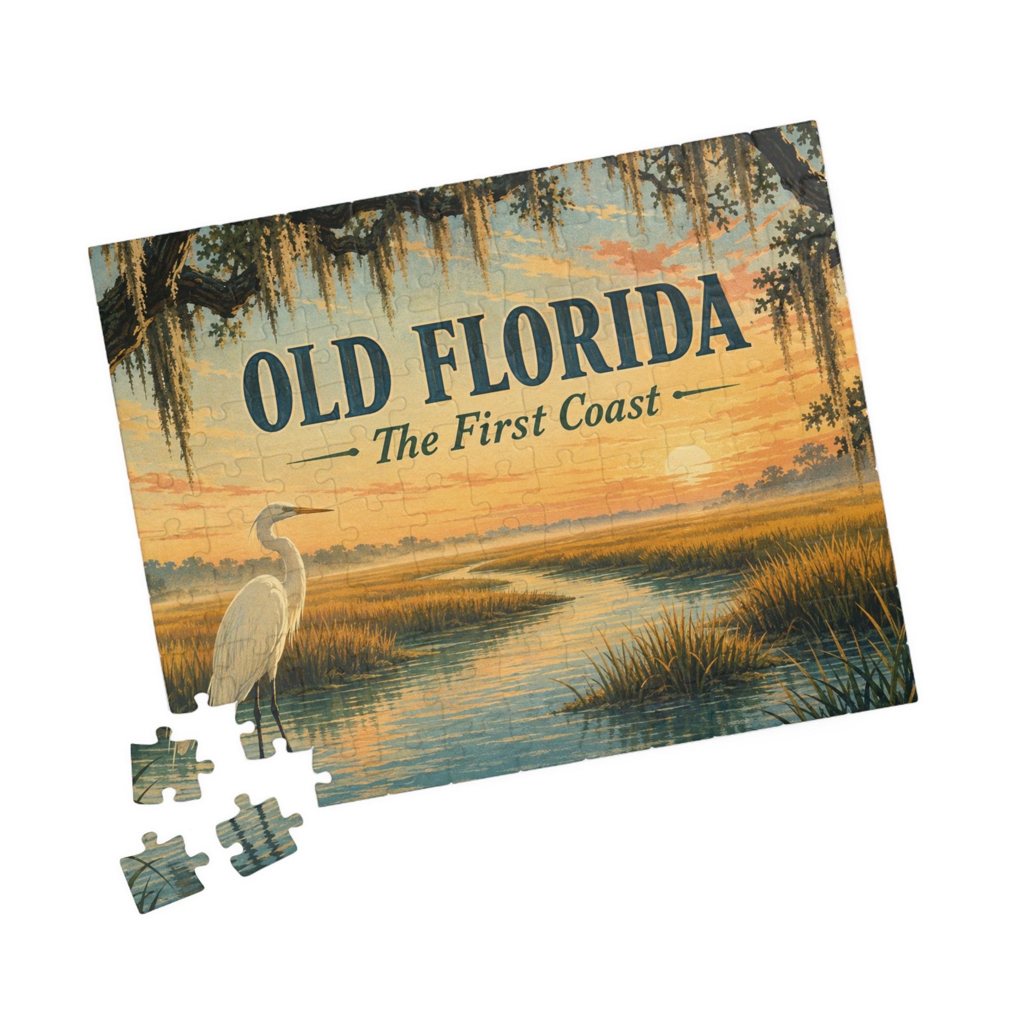 Old Florida The First Coast Sunset Marsh Jigsaw 110 pcs